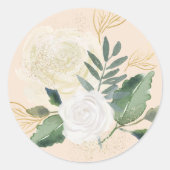 Cream Gold en Green Floral Wedding Ronde Sticker (Voorkant)