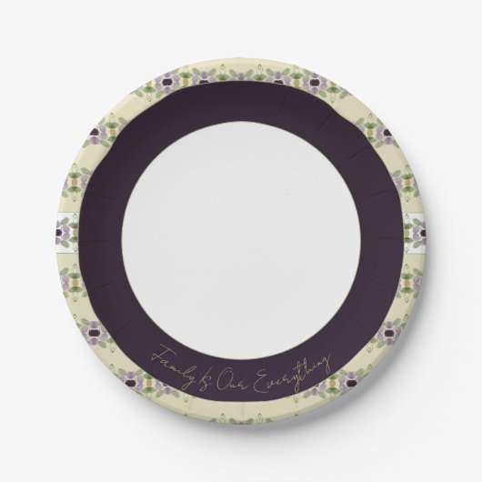 Cream Gold en Mauve Papieren Bordje (Voorkant)