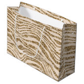 Cream Gold Faux Glitter Zebra Groot Cadeauzakje (Voorkant Gekanteld)