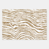 Cream Gold Faux Glitter Zebra Inpakpapier Vel (Voorkant 3)