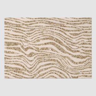 Cream Gold Faux Glitter Zebra Tissuepapier