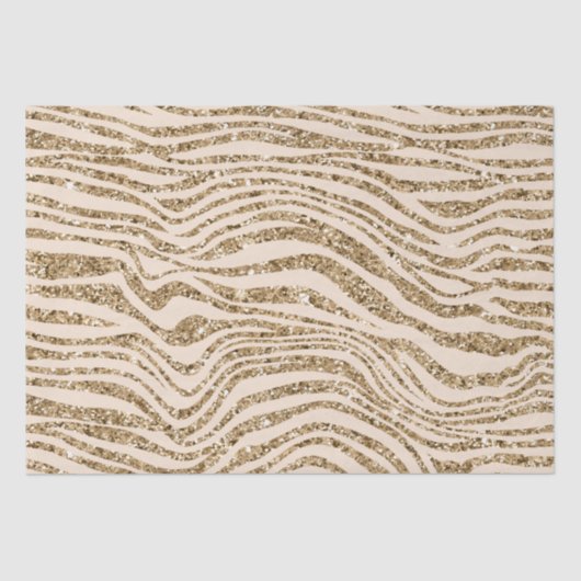 Cream Gold Faux Glitter Zebra Tissuepapier (Voorkant)