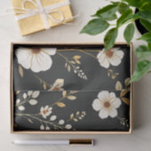 Cream Gold Floral Black Pattern Tissuepapier (Geschenk)