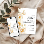 Cream Gold Floral Elegant bruiloft Jubileum Kaart