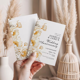 Cream Gold Floral Elegant bruiloft Jubileum Kaart