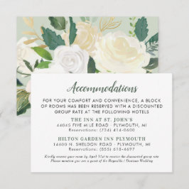 Cream Gold Floral Greenery Wedding Accommodations Informatiekaartje