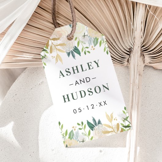 Cream Gold Floral Greenery Wedding Monogram Cadeaulabel