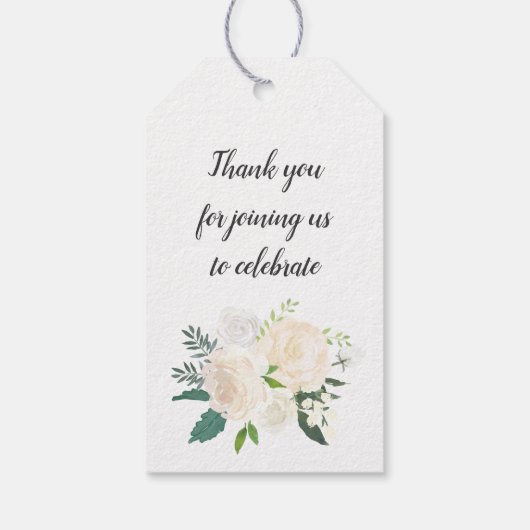 Cream Gold Floral Greenery Wedding Monogram Cadeaulabel (Achterkant)