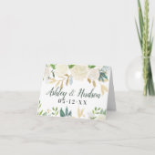 Cream Gold Floral Greenery Wedding Monogram Notitiekaartje (Voorkant)