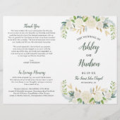 Cream Gold Floral Greenery Wedding Programs (Voorkant)