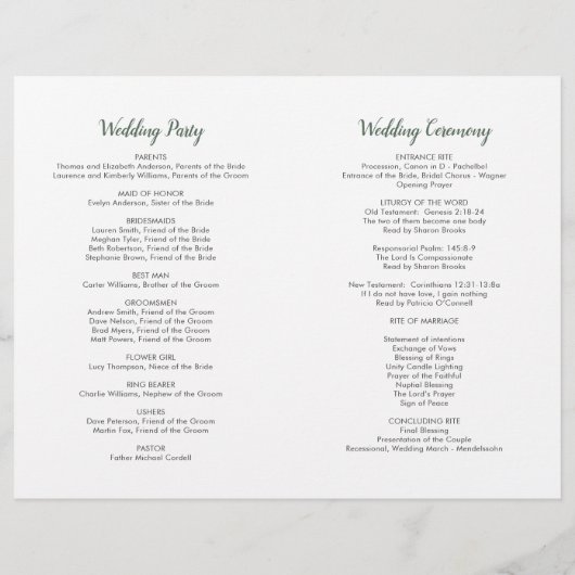 Cream Gold Floral Greenery Wedding Programs (Achterkant)