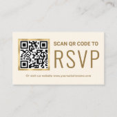 Cream Gold Foil QR-code RSVP Weduwwebsite Informatiekaartje (Voorkant)