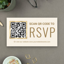 Cream Gold Foil QR-code RSVP Weduwwebsite