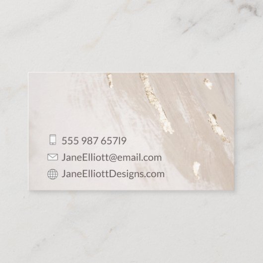 Cream Gold Foil Visitekaartje (Achterkant)