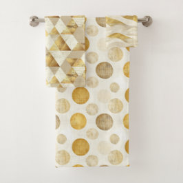 Cream & Gold Fun Geometrische Patroon Badhanddoek  Bad Handdoek