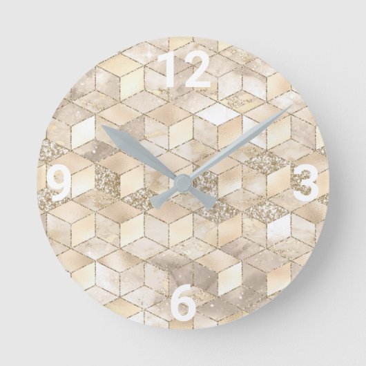 CREAM GOLD GEOMETRIC WALL CLOCK RONDE KLOK (Voorkant)