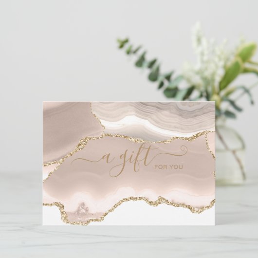 Cream Gold Glitter Agate Business Cadeaubon (Staand voorkant)