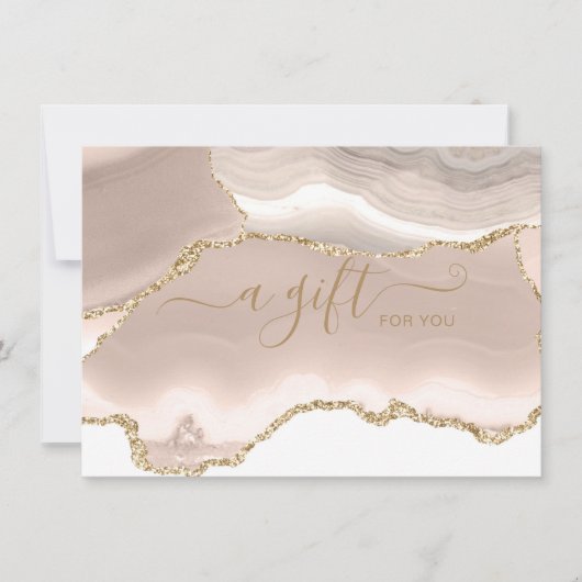 Cream Gold Glitter Agate Business Cadeaubon (Voorkant)