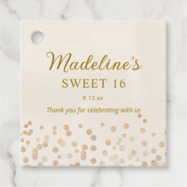 Cream Gold Glitter Sweet 16 Hartelijk dank Bedankjes Labels