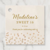 Cream Gold Glitter Sweet 16 Hartelijk dank Bedankjes Labels (Voorkant)