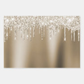 Cream Gold Glitz Glitter Ice Cream Drips Verjaarda Inpakpapier Vel (Voorkant)