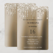 Cream Gold Glitz Glitter Ice Cream Drips Verjaarda Kaart (Voorkant / Achterkant)