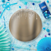 Cream Gold Glitz Glitter Ice Cream Drips Verjaarda Papieren Bordje (Feest)