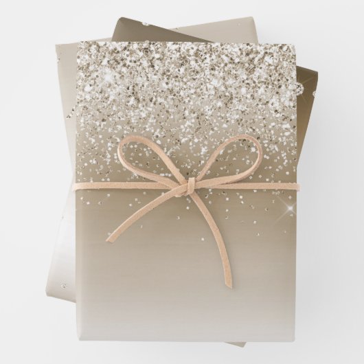 Cream Gold Glitz Glitter Vrijgezellenfeest Inpakpapier Vel (In situ)