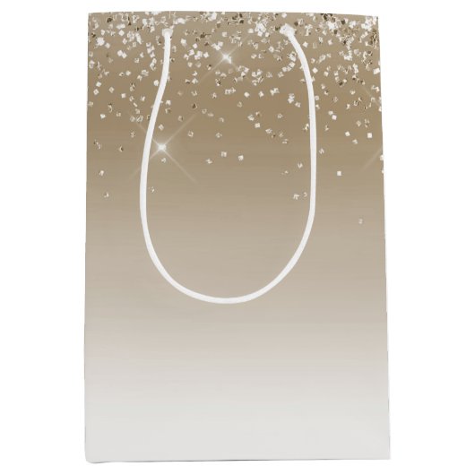 Cream Gold Glitz Glitter Vrijgezellenfeest Medium Cadeauzakje (Voorkant)