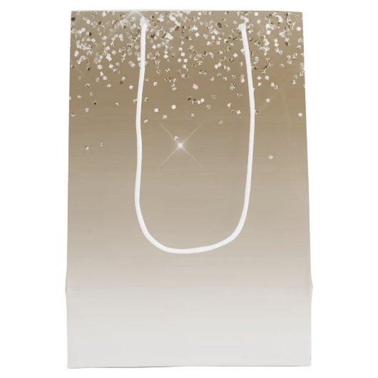 Cream Gold Glitz Glitter Vrijgezellenfeest Medium Cadeauzakje (Achterkant)