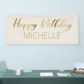 Cream Gold Happy Birthday Spandoek (Beurs)