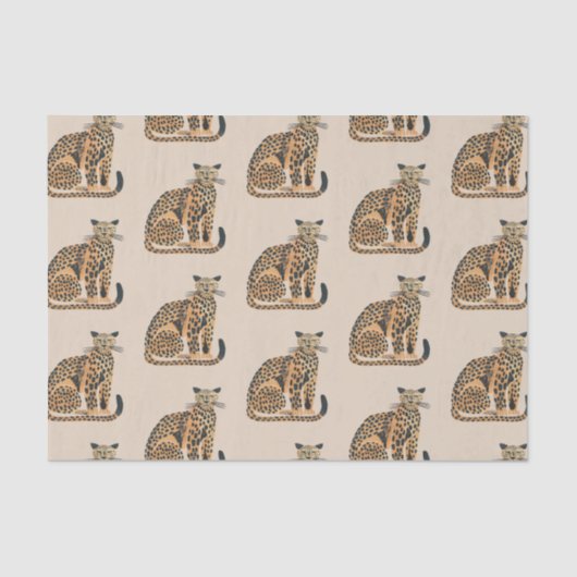 Cream Gold Leopard Animal Birthday Tissuepapier (Voorkant)