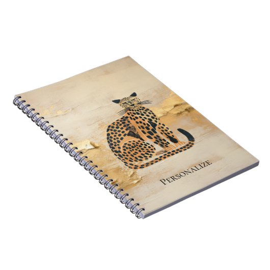 Cream Gold Leopard Animal Notitieboek (Rechterzijde)