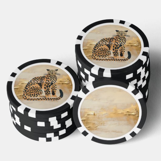Cream Gold Leopard Animal Poker Chips (Opstapeling)