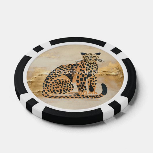Cream Gold Leopard Animal Poker Chips (Enkel)