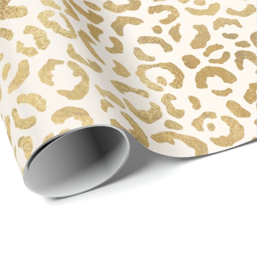 Cream Gold-leopardprinter Cadeaupapier (Rol Hoek)