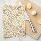 Cream Gold-leopardprinter Theedoek (Quarter Fold)