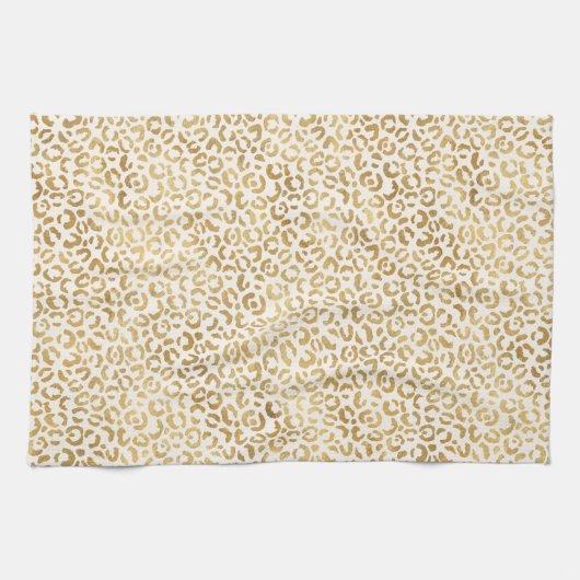 Cream Gold-leopardprinter Theedoek (Horizontaal)