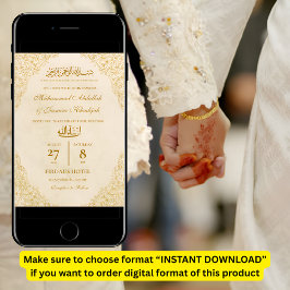 Cream Gold Lijst Nikah Moslim Bruiloft Kaart