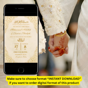 Cream Gold  Lijst Nikah Moslim Bruiloft Kaart
