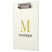 Cream Gold Monogram Gepersonaliseerde Naam Luxe Ca Klembord (Links)