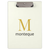 Cream Gold Monogram Gepersonaliseerde Naam Luxe Ca Klembord (Voorkant)