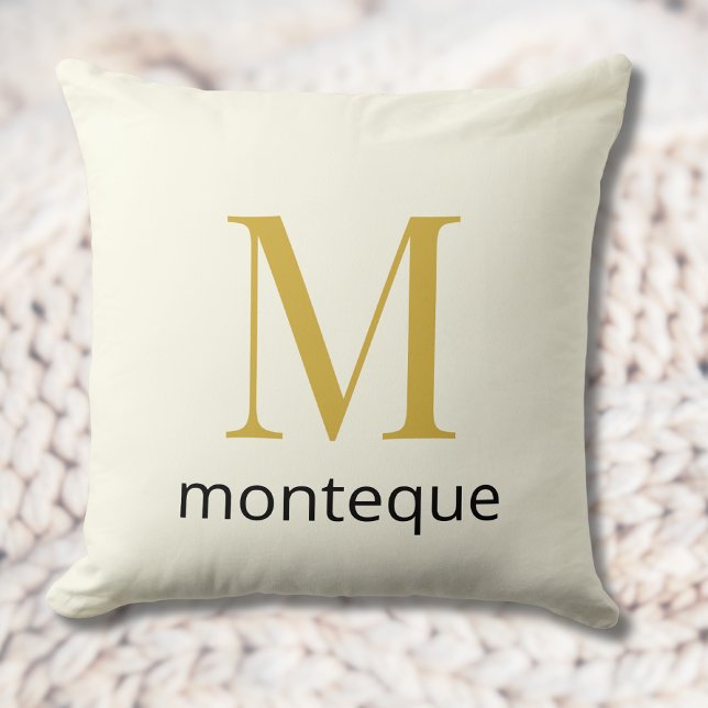 Cream Gold Monogram Gepersonaliseerde Naam Luxe Ca Kussen (Creator heeft geüpload)