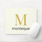 Cream Gold Monogram Gepersonaliseerde Naam Luxe Ca Muismat (Met muis)