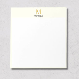 Cream Gold Monogram Gepersonaliseerde Naam Luxe Ca Notitieblok