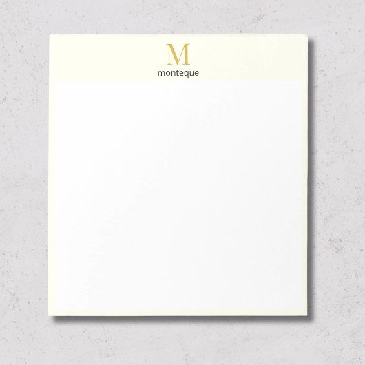 Cream Gold Monogram Gepersonaliseerde Naam Luxe Ca Notitieblok