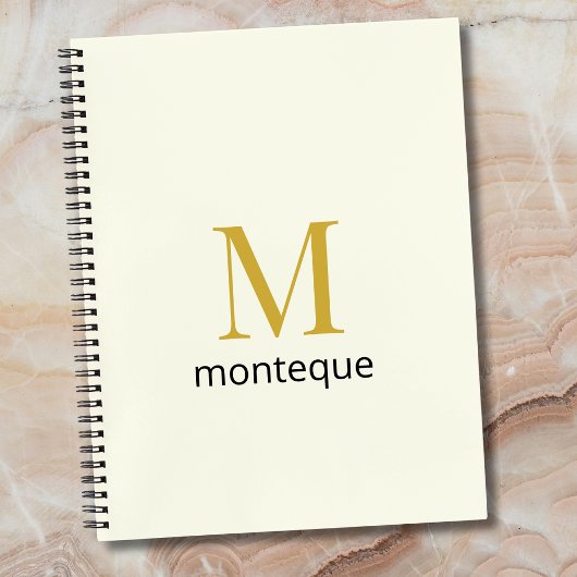 Cream Gold Monogram Gepersonaliseerde Naam Luxe Ca Notitieboek