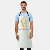 Cream Gold Monogram Gepersonaliseerde Naam Luxe Ca Schort (Gedragen)