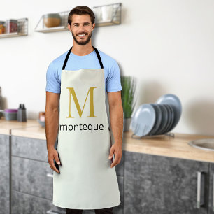 Cream Gold Monogram Gepersonaliseerde Naam Luxe Ca Schort