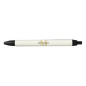 Cream Gold Monogram Gepersonaliseerde Naam Luxe Ca Zwarte Inkt Pen (Voorkant)